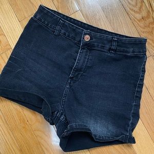 high waisted black denim shorts